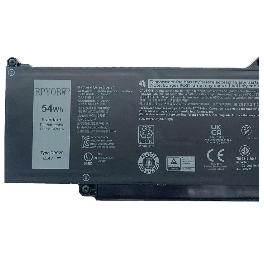 DR02P Laptop Battery 54Wh 4623mAh 3-Cell 11.4V Compatible with Dell Latitude NEW